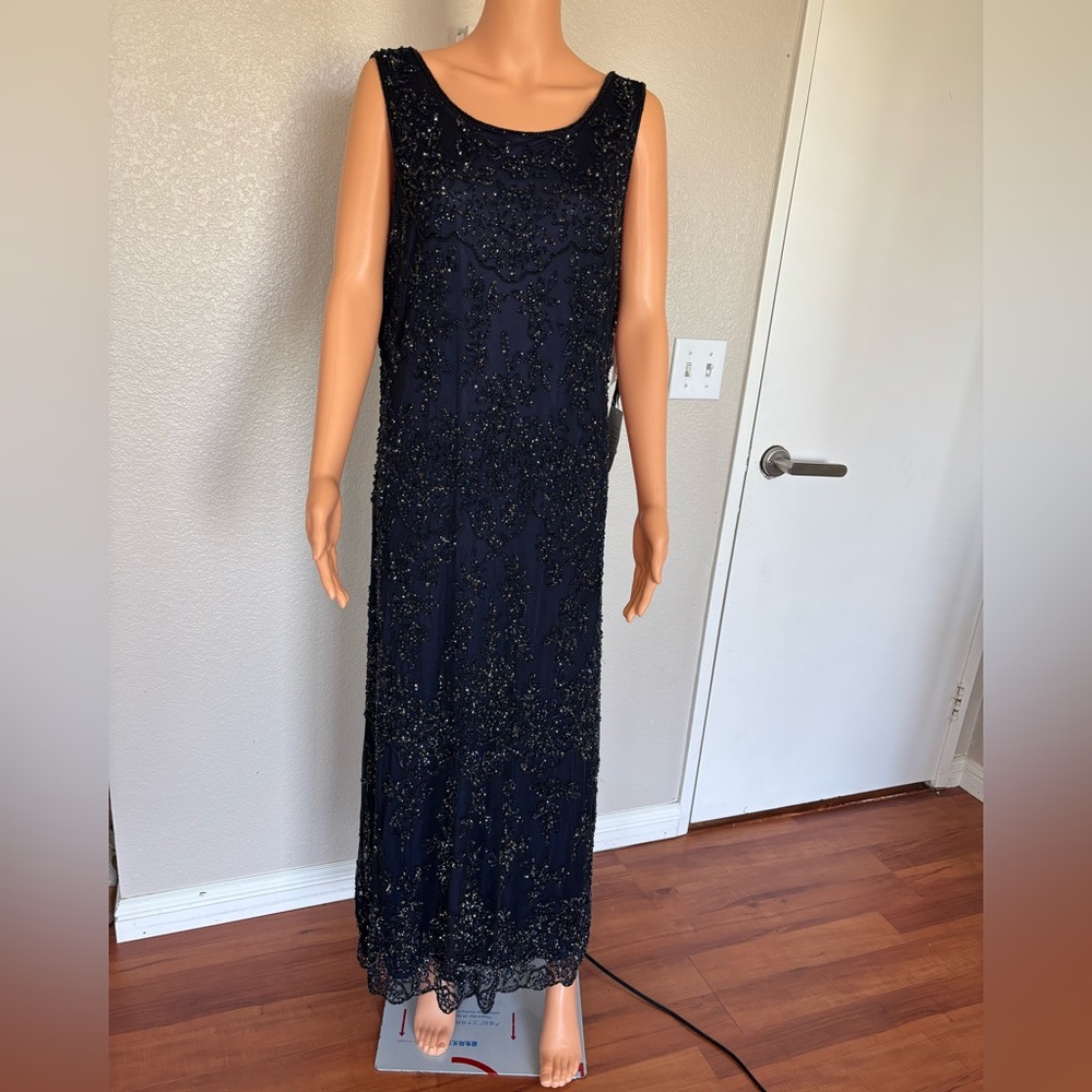 Pisarro Nights Blue Sleeveless Scoop Neck Maxi Dress